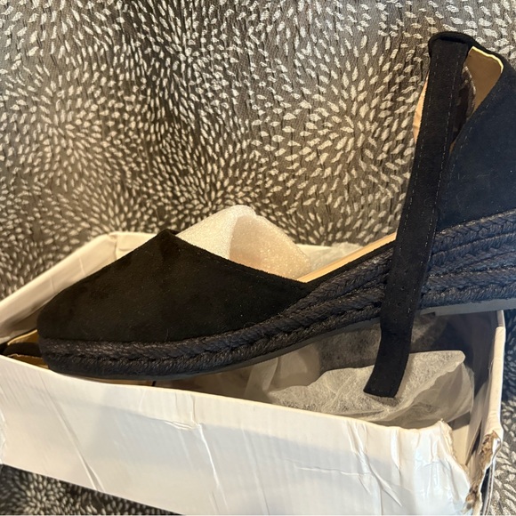 Black Espadrille Wedge Sandals - Picture 2 of 3